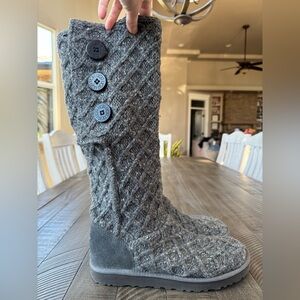 UGG Lattice Cardy Chunky Wool Knit Slouchy Boots Women’s Size 10